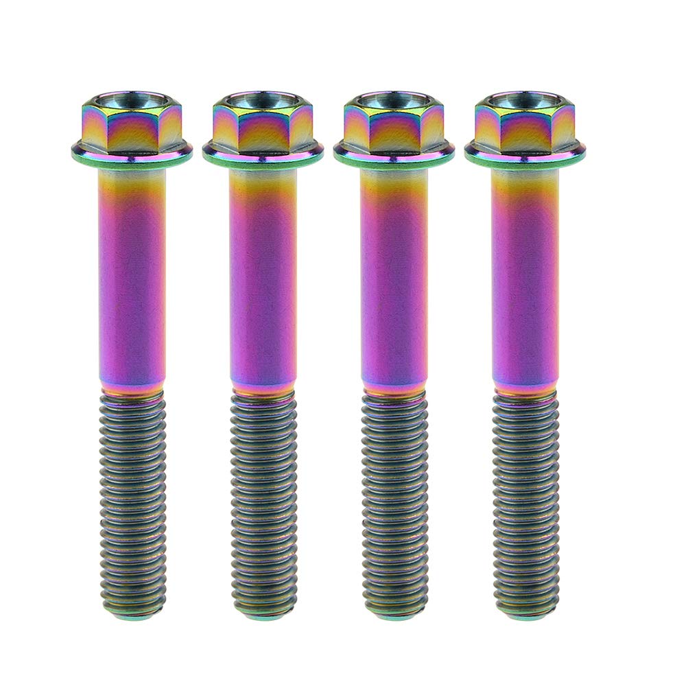 Wanyifa Titanium Hex Small Flange Head Bolt M8 15 20 25 30 35 40 45 50 55 60 65mm x1.25mm for Motorcycle Car Modification Pack of 4 (M8x55mm, Rainbow)