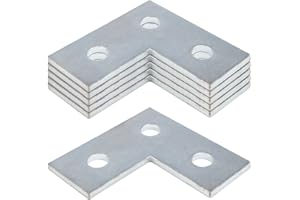 HENENG 6 Pack 3 Holes L Shaped Connector Flat Plate Fitting Bracket Fit for 1/2" Bolt in 1-5/8" Strut Channel, Thickness 5mm, Steel Surface Electrogalvanized