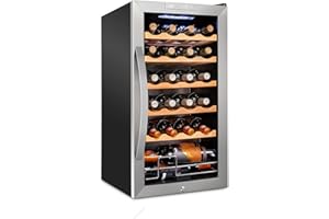 Schmécké 24 Bottle Compressor Wine Cooler Refrigerator w/Lock - Large Freestanding Wine Cellar For Red, White, Champagne or Sparkling Wine - 41f-64f Digital Temperature Control Fridge Stainless Steel