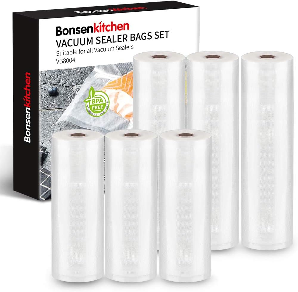 Bonsenkitchen Vacuum Sealer Bags Vacuum Food Sealer Rolls, 3 Pack Roll