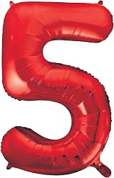 Unique Red Number 5 Shaped Large Foil Balloon 86cm