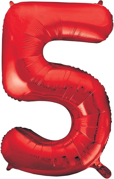 Unique Red Number 5 Shaped Large Foil Balloon 86cm