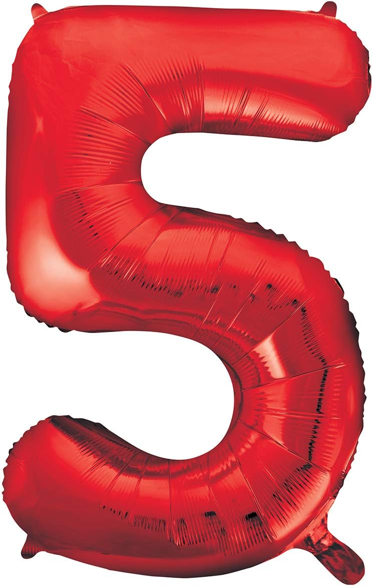 Unique Red Number 5 Shaped Large Foil Balloon 86cm
