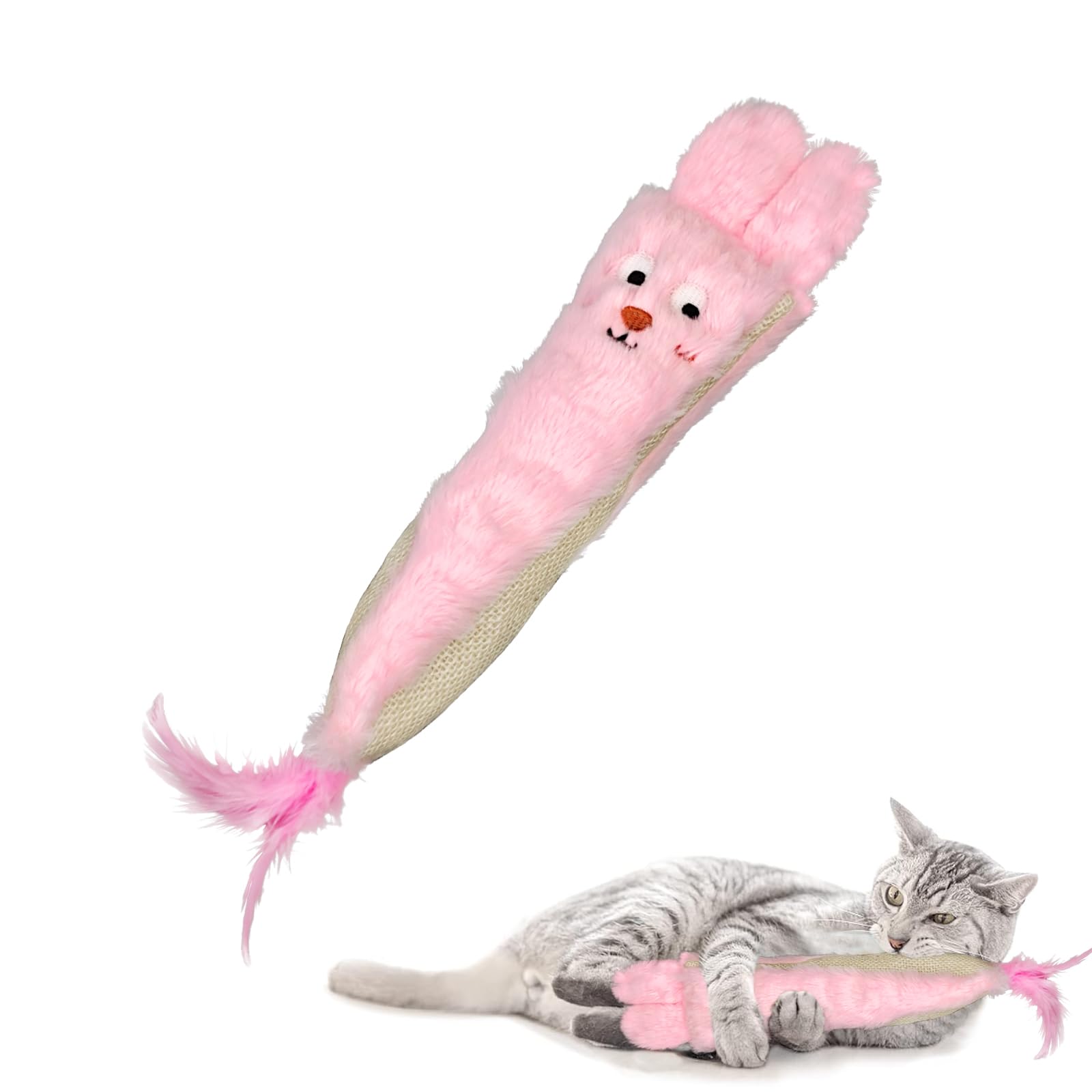 Andiker Cat Catnip Toys for Indoor Cats, 11.8in Soft Plush Catnip Toys with Crinkle Sound, Cute Cat Toys Cat Pillows for Chasing Chewing Exercising Cat Interactive Toys (Pink)