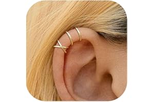 HUASAI Ear Cuffs Non Piercing Christmas Stocking Stuffers for Teen Girls Ear Cuff Earrings for Women Gifts Trendy Stuff Clip on Cartilage Earrings Stacks Fake Earrings Jewelry Gifts