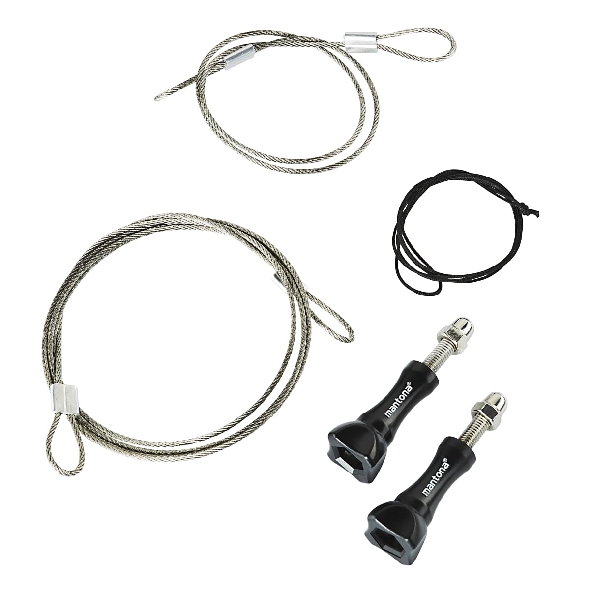 Mantona 100 cm Stainless Steel Safety Line Set - Black/Silver