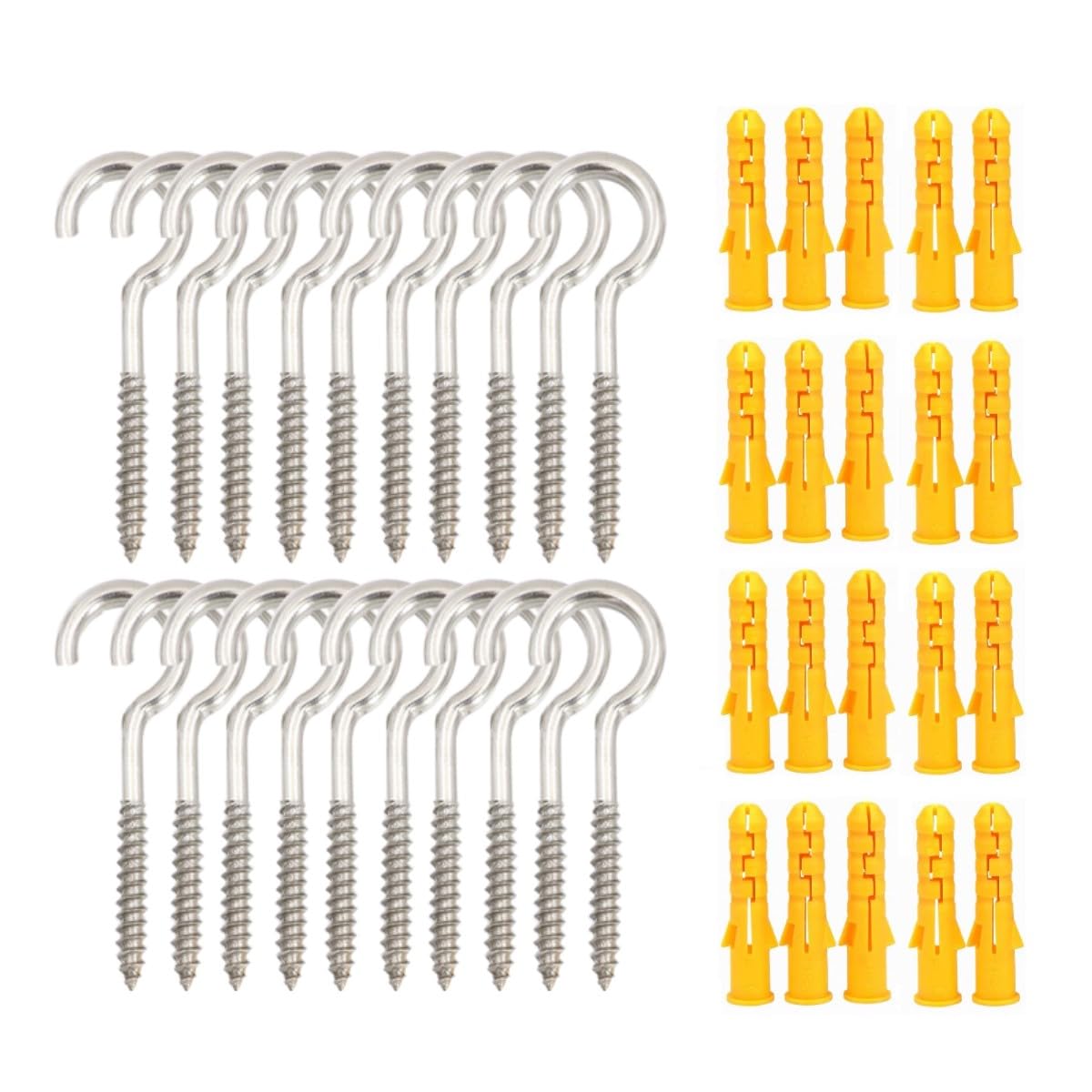 HOUSON 20pcs M5 Eyelet Screws in Hooks, 304 Stainless Steel self Ring Screws self Tapping Screw Rings Hooks Eyelet Screws Bolts(Open)