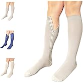 Ziperior Closed Toe 15-20 mmHg Compression White Navy Gray Inside Zipper Socks