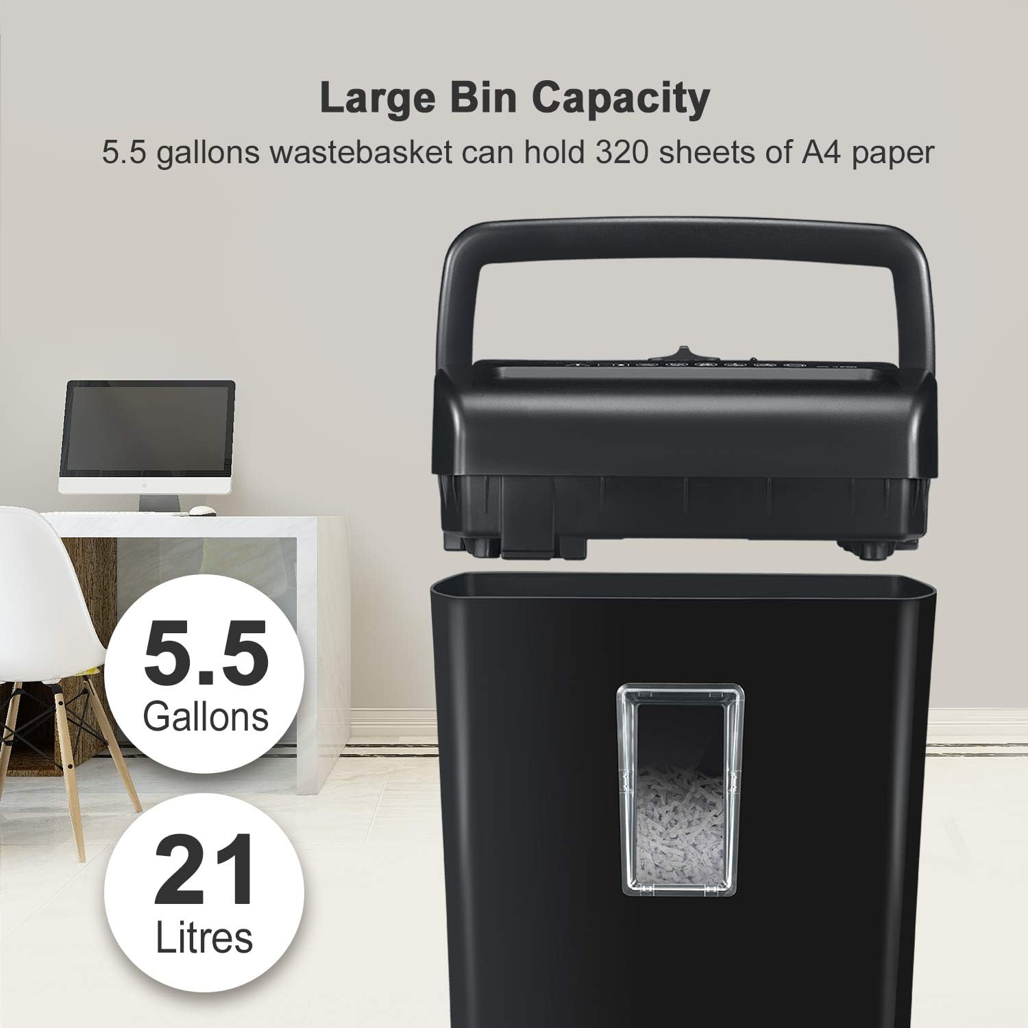 Bonsaii 10-Sheet Cross-Cut Paper Shredder, Credit Card Shredders for Home Office Use, 5.5 Gallons Large Wastebasket with Transparent Window, Black (C209-D) : Electronics
