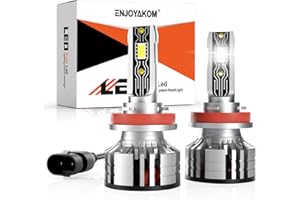 ENJOYAKOM H11 H8 H9 H16 LED Headlight Bulbs, 24000LM 800% Brightness H11 LED Bulb, 6500K Cool White H11 Low Beam Led Bulb with Fan, Halogen Replacement Bulb Plug-N-Play, Fog Light,Pack of 2