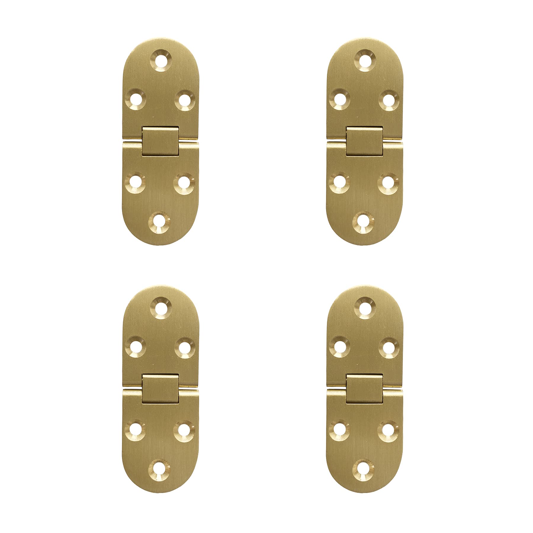 LIKERAINY 180 Degree Brass Flip Hinges Round Edge with Screws for Folding Table Cabinet Wardrobe Doors Timber Wooden Box Anti Rust Durable Copper Polishing Pack of 4