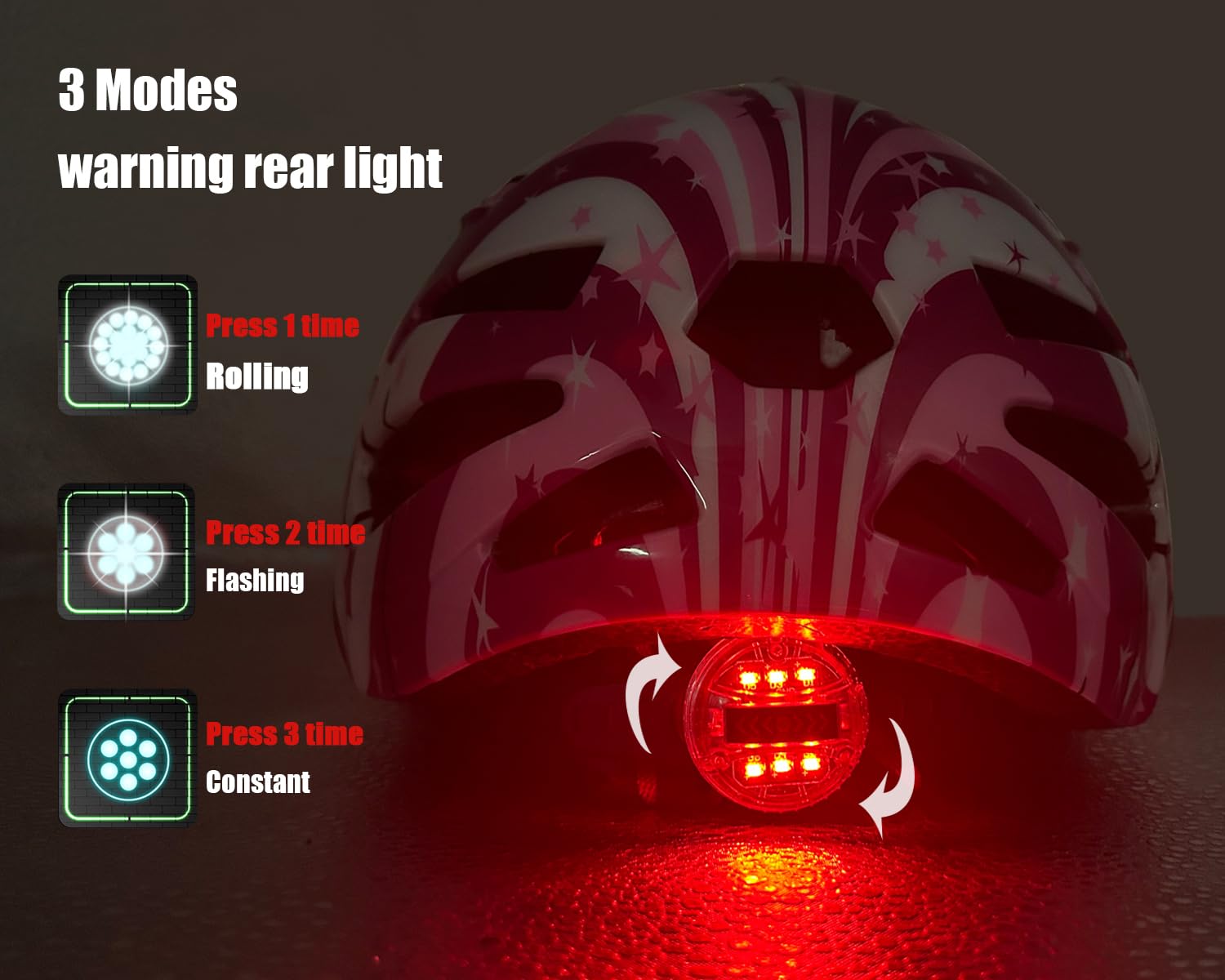 Unicorn Helmet for Toddler and Kid 3D Unicorn CPSC Safety Certified Approximately 2-6 Years Easily Adjuastable,Skateboard Skating Scooter Helmet with Rear Light Toddler Gift Christmas