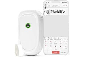MARKLIFE P11 Label Maker Machine with Tape, Mini Thermal Wireless Inkless Sticker Printer Machine for Home Kitchen Office Organization (White, 1 Printer+1 Tape)