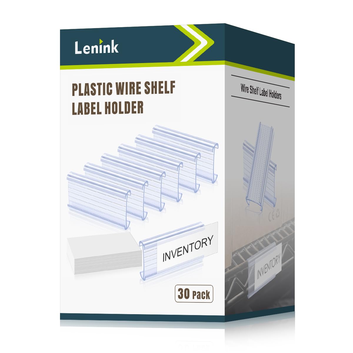 Photo 1 of Lenink 30Pcs Wire Shelf Label Holders,Plastic Wire Rack Label Holder,Compatible with Metro 1-1/4in Shelves,Label Area 3in Lx1.25in H (Label Paper Insert Included)
