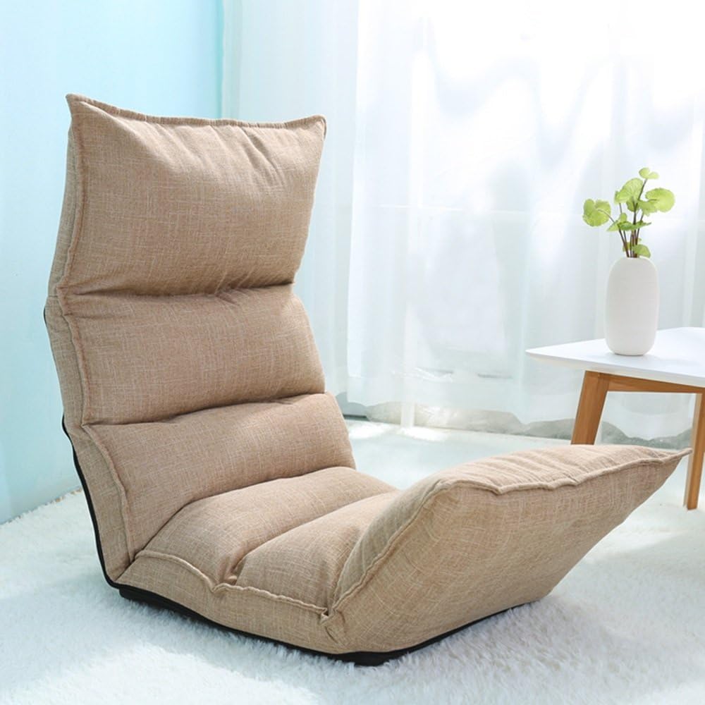 Armchairs ZHANGRONG Lazy Sofa Collapsible Cloth Art Individual Sofa Chair Living Room Bedroom Balcony Office -Applicable to indoor and outdoor (Color : Khaki)