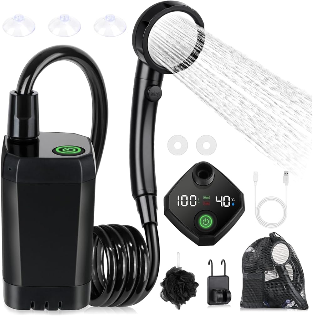 Spopal Portable Shower Camping Pump 6000mAh LED Display IPX7 Four Modes