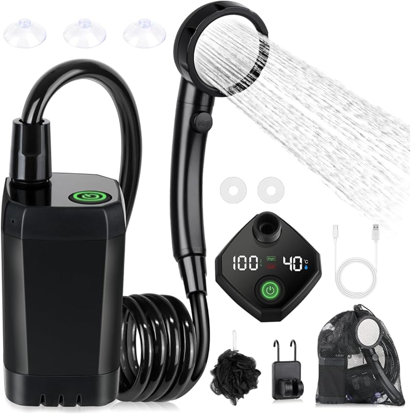 Spopal Portable Shower Camping Pump 6000mAh LED Display IPX7 Four Modes