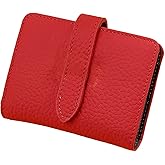 LFWATAXY Women's PU Leather Wallet, Retro Lychee Pattern Folding Wallet with Multiple Card Slots, Coin Purse, Luxury Hasp Clutch, Large Capacity Short Money Bag for Cards and Coins (Red)