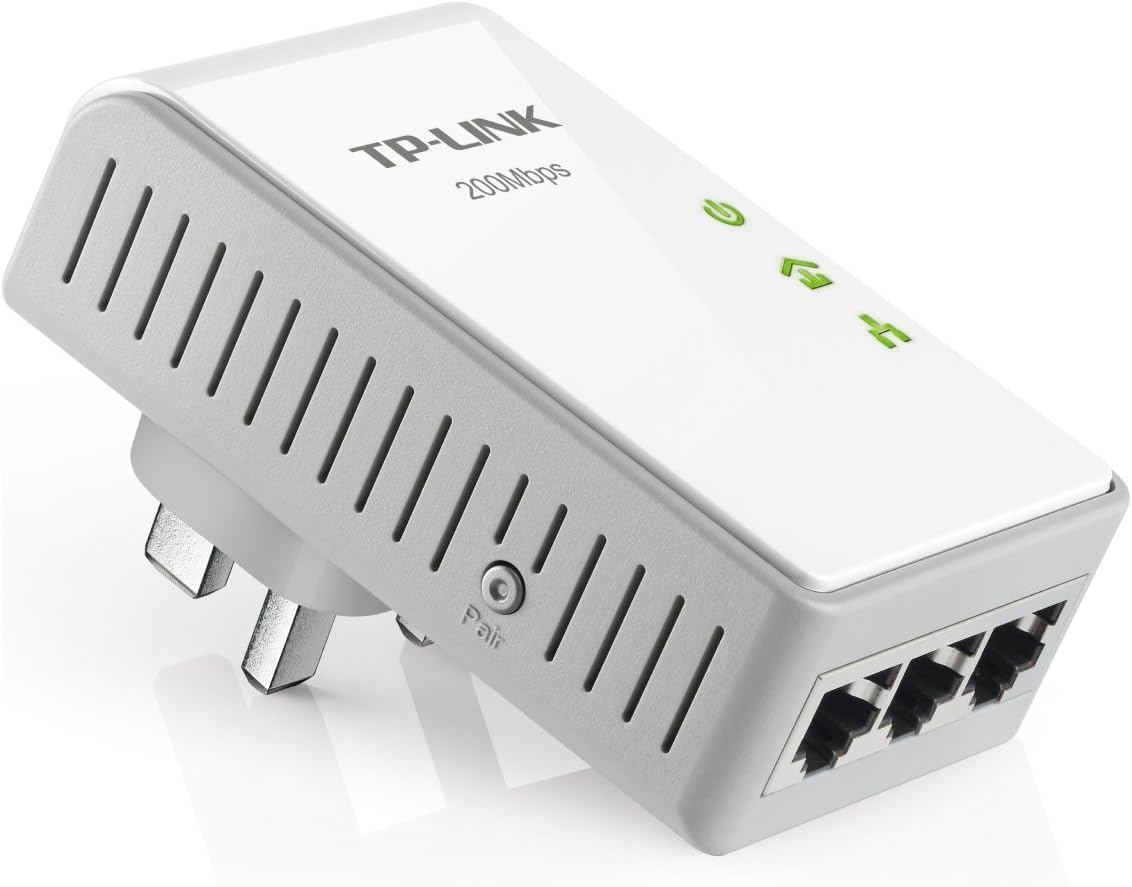 TPLINK TLPA2030 200Mbps Single Powerline Adapter with 3 Ports Amazon