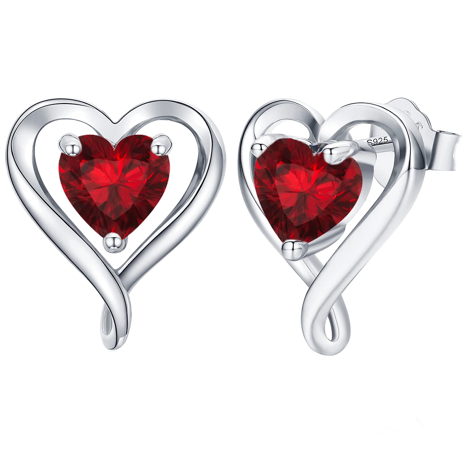 LAVUMO Earrings for Women 925 Sterling Silver/Brass Stud Heart Earrings Hypoallergenic Jewellery Birthday Anniversary Christmas Valentines Gifts for Women Girlfriend Wife