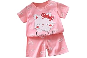 Toddler Boys Girls Soft Cotton 𝐏a𝐣amas Infant Baby Comfy 𝐒lee𝐩wear Short Sleeve Shirt with Shorts Dinosaur Print 𝐏𝐣s