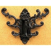 Ornate Swivel 3 Hooks Cast Iron Wall Coat