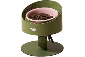 MS!MAKE SURE Adjustable Raised Cat Bowls, Ceramic Elevated Cat Bowls, Pet Bowl with Anti - Slip Rubber Pad, Leak - Proof, Lead & Cadmium Free, Whisker - Friendly, for All Life Stages of Age Pink Green
