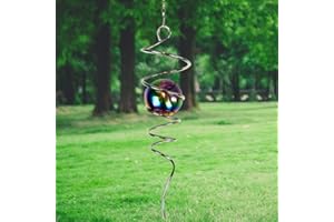 LJLIFART Gazing Ball Spiral Decorative Wind Spinner with Multi Color Steel Ball Unique Gift and Hanging Decor for Indoor Outdoor Garden Decoration 13 Inch Height