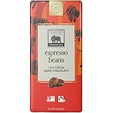 Endangered Species Chocolate Tiger Bar; Dark Chocolate with Expresso Beans, 3 Ounce - 12 per case.