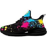 coolcustomize Paint Splatter Running Shoes, Breathable Artistic Casual Athletic Sneakers for Walking Gym Daily Wear
