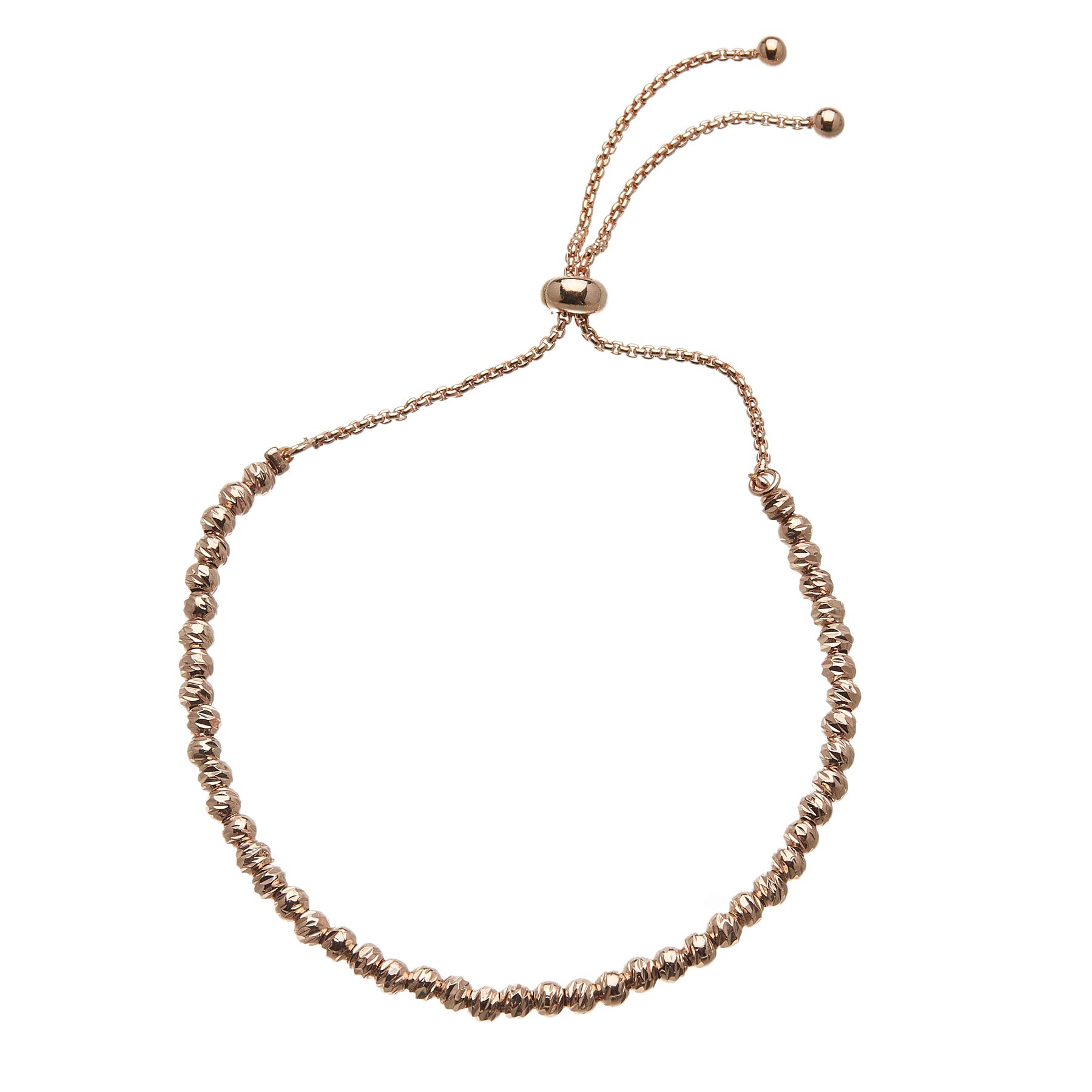 Bello London Rose gold plated Bracelet with adjustable sliding clasp and beads - Rosey RG