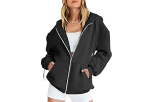 Prinbara Women's Oversized Zip Up Hoodies Sweatshirts Y2K Clothes Cute Teen Girl Fall Casual Jackets with Pockets