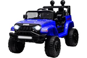 BKIRNP 12V Battery Powered Ride On Car, Electric Car for Kids w/3 Speeds Adjustable Equipped with Music, Parent Remote Control, Spring Suspension, AUX Port Gifts for Kids 3+