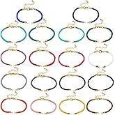 SUNNYCLUE 18Pcs 18 Colors Braided Nylon Bracelet Adjustable Cord Bracelets Bulk Metal Golden Brass Knots Stainless Steel Lobster Claw Clasps Thread Rope Chain for Friendship Jewelry Making DIY Crafts