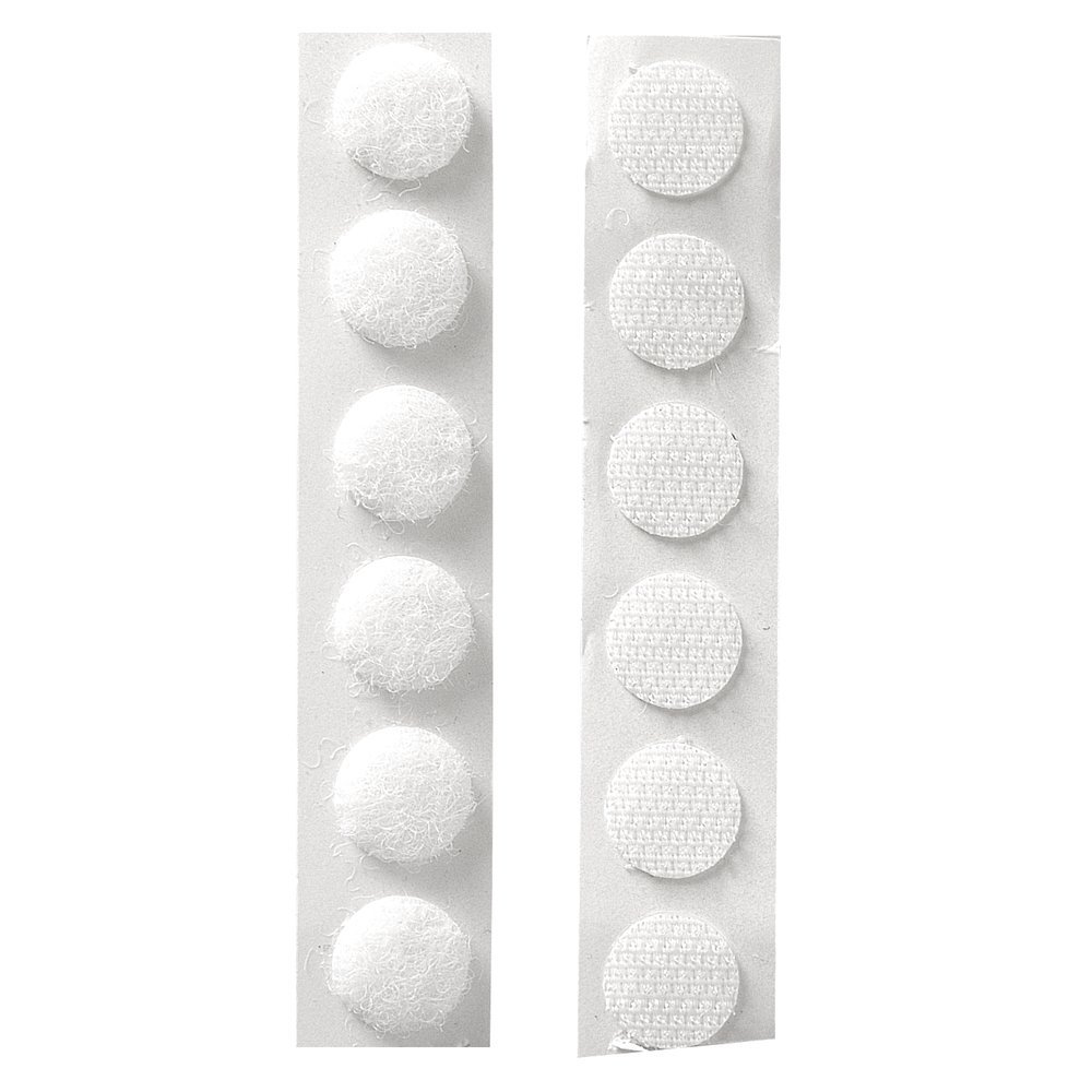 Rayher White Hook and Loop Dots, Self Adhesive Coins, Stick-on Hook & Loop Fasteners for Sewing, Crafting and Card Making, Diameter 12mm, 20 Pieces, 7898500