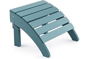 Cecarol Folding Adirondack Ottoman for Adirondack Chair, Folding Easily Adirondack Footstool Without Assembly, Ottoman for Outdoor Porch, Yard, Garden, Blue-ACO01