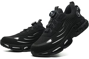 QINGRUIPAI Steel Toe Shoes for Men Women Safety Work Shoes Air Cushion Construction Industrial Shoes Safety Shoes Lightweight Steel Toe Sneakers for Men