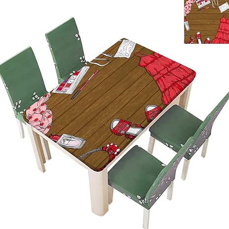 Amazon プリント生地テーブルクロス かわいい漫画のスケッチ エレガントガール メイクアップ服 イラスト 画像 ピンク 洗濯可能 ポリエステル エラスティックエッジ Rectangle Oblong 52 X 108 Inch テーブルクロス オンライン通販