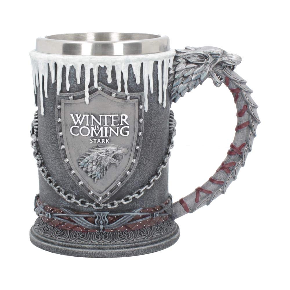Nemesis Now House Stark Tankard 14.7cm – Game of Thrones Collectible Mug – Stainless Steel Insert