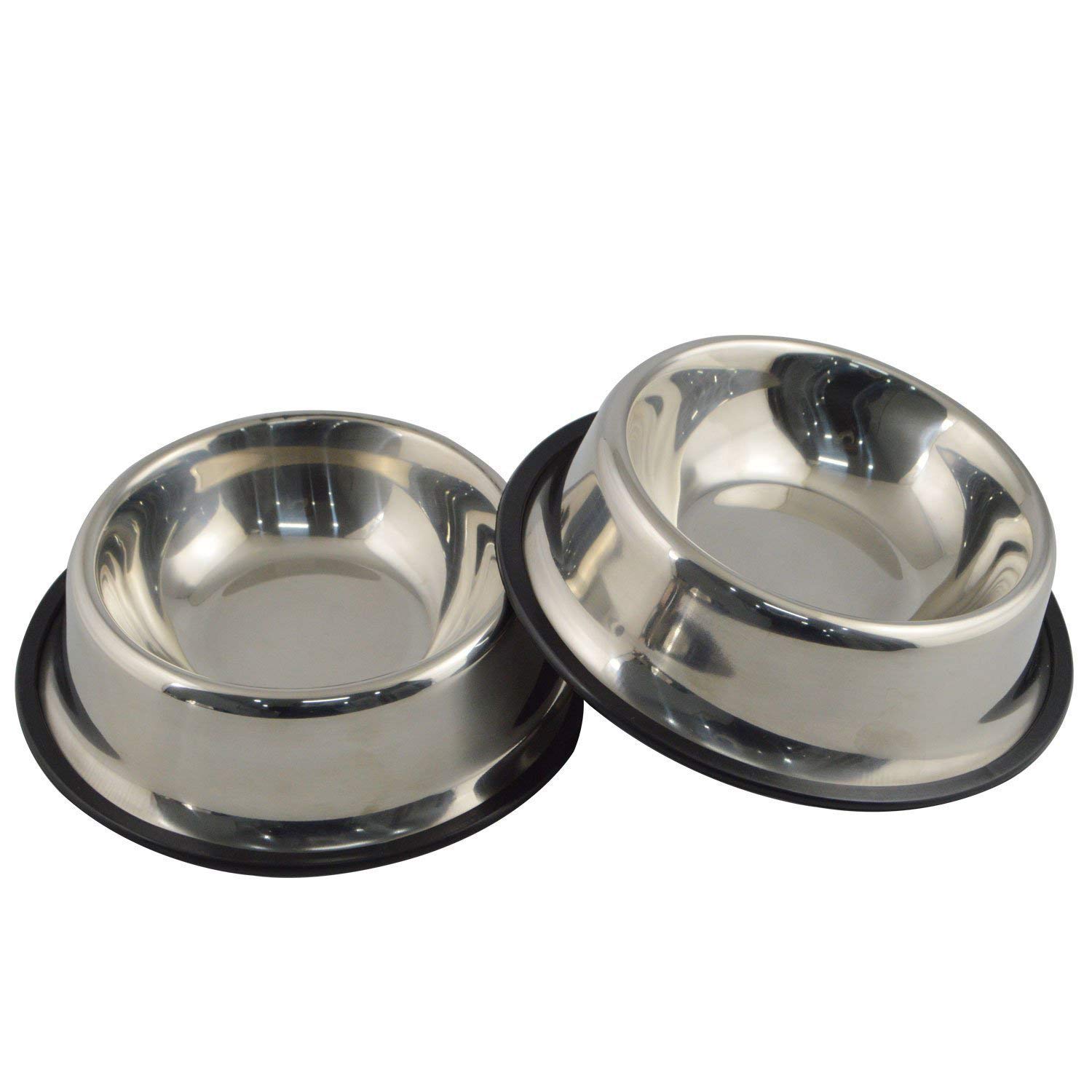 MLife Stainless Steel Dog Bowl with Rubber Base for Small and Medium Dogs, Pets Feeder Bowl and Water Bowl Perfect Choice (set of 2) (S)