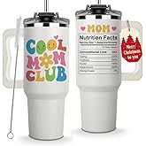 Vivulla68 Christmas Gifts For Mom - Cool Mom Club Tumbler With Handle 40oz, Mommy Coffee Mug, Mama Tumblers, Momma Gift Ideas, Funny Birthday Present For Her, Cute Mother Day Gift, Mommy Cup