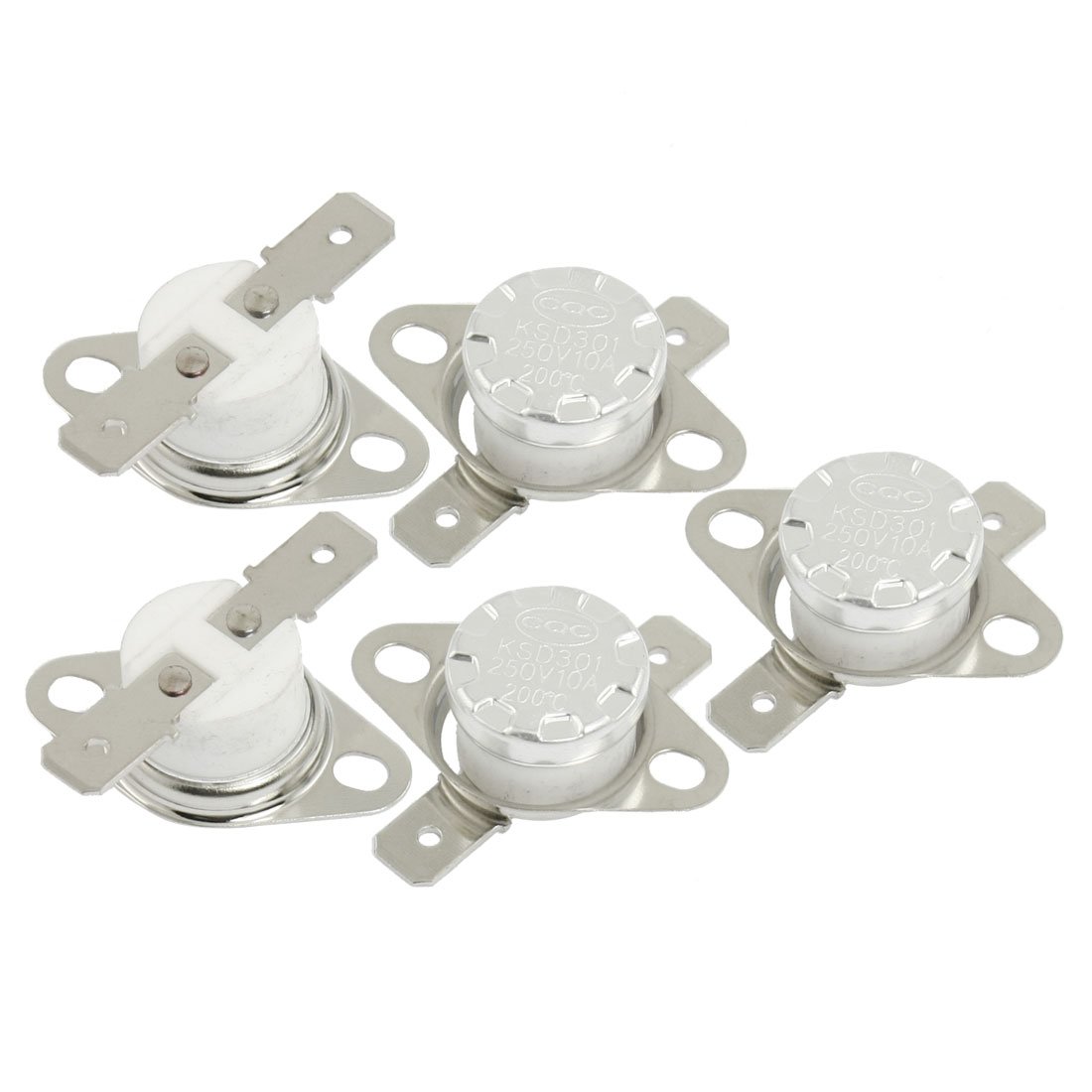 Sourcingmap 5 Pcs KSD301 Temperature Control Switch Thermostat 200 Celsius NC