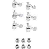 Fender Deluxe Locking Staggered Guitar Tuners, Vintage Buttons, Chrome
