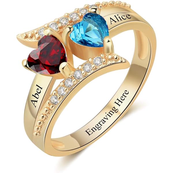 Personalized Infinity Sister Ring With 2 Birthstones - Simulated Gem Promise Ring For Best Friends