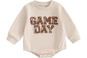 CHLOEFAIRY Baby Girl Boy Football Outfit Game Day Football Sweatshirt Romper Oversized Bodysuit Fall Winter Clothes