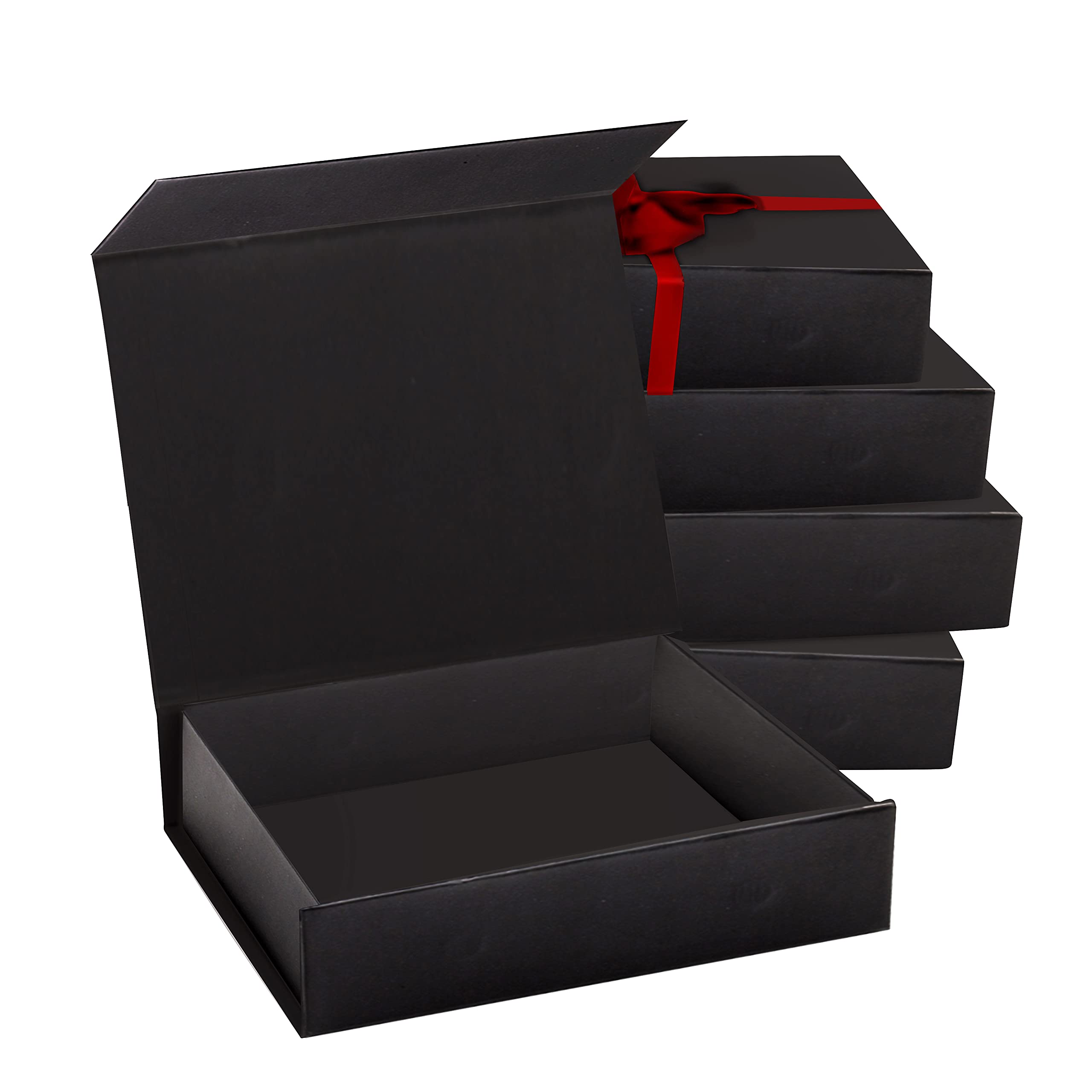 Photo 1 of 2 Pack Black Hard Gift Box with Magnetic Closure Lid 7" x 5" x 1.6" Rectangle Boxes For Gifts With Black Glossy Finish (Black, 2 Boxes)