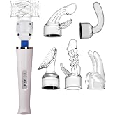 Nunadano Wand Massage Vibrator Attachments Set, 6 Piece Handheld Accessories for Back Neck Leg Hand, Come with 10 Speeds Powerful Magic Massager Wand,for Home,Office Pressure Relief