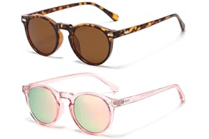 Gleyemor Kids Polarized Cute Round Sunglasses for Kids Girls Boys Age 3-8