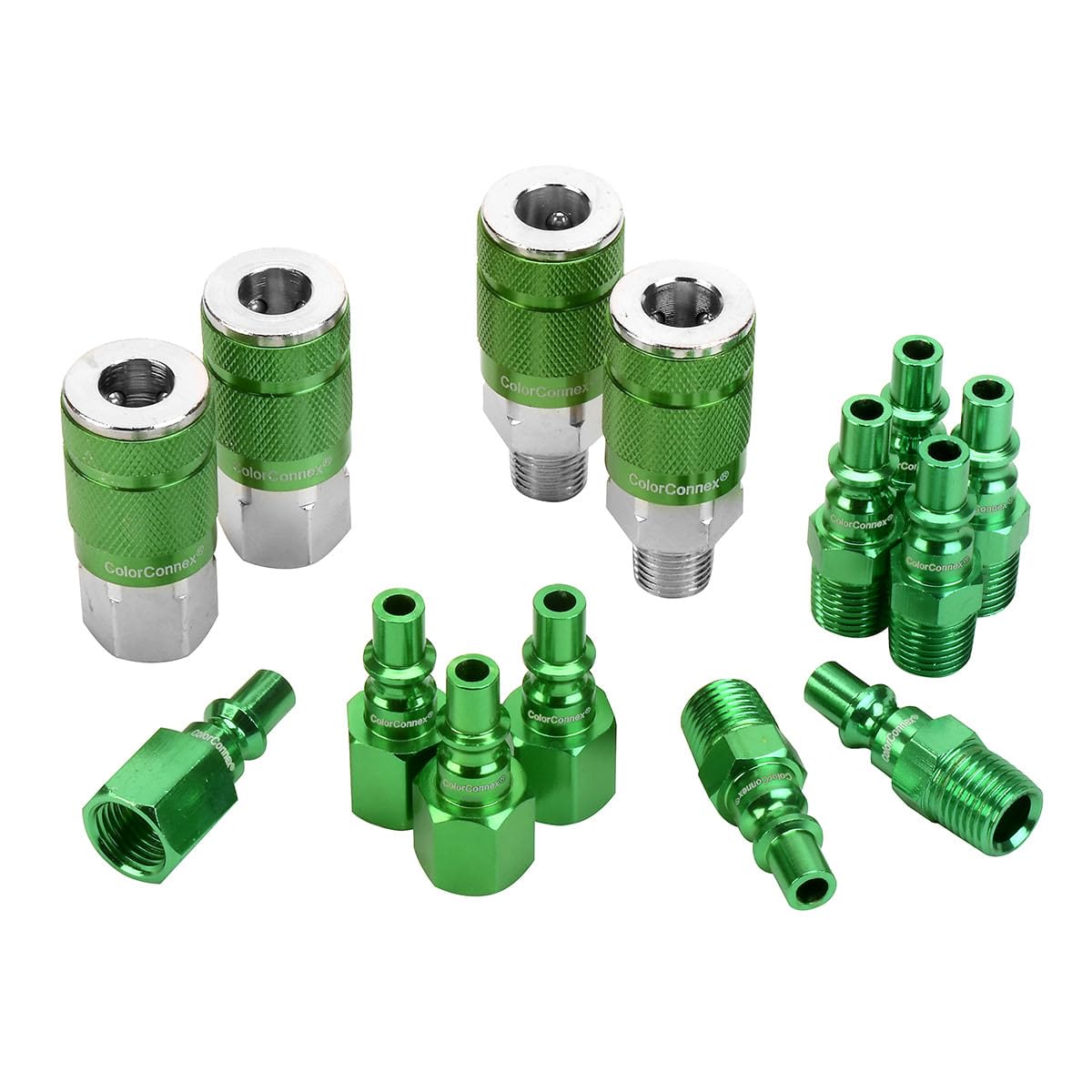 ColorConnex Coupler/Plug Kit 14Pc Type B 1/4" 1/4"NPT Green - A71458B