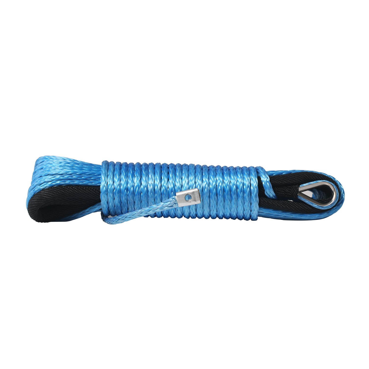 Comily Plus+ Strong Durable 1/4"x50' 6400Lbs UHMWPE Basic Car Winch Rope with Thimble Sheath and Hook-Blue Color